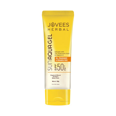 Jovees Herbal Sun Aqua Gel SPF 50 PA+++ | Lightweight, Water-Like Texture | 1% Hyaluronic Acid | Non-Greasy, No White Cast | Perfect for Oily & Combination Skin 100g